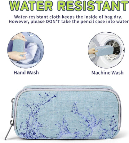 Della Gao Pencil Case Large Capacity Pencil Pouch for Adults (Light Blue)