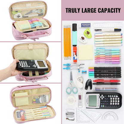 Pencil Case, Large Capacity Pencil Case Organizer; Double Zipper Storage Bag; Big Pencil Pouch for College School Office Teen Girl Boy Men Women Adult