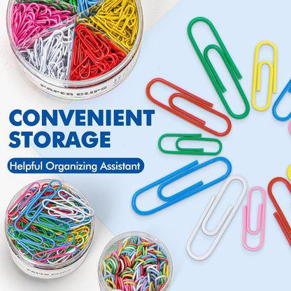 1000 Paper Clips Assorted Sizes, Large, Medium, and Small Colored Paper Clips, Durable, Rustproof, Great for Office Supplies, School, Home Organization(50mm, 33mm, 28mm)