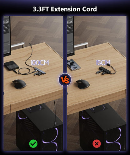 Aceele USB C Hub 10Gbps, 4 Ports USB 3.2 HUB with 2 USB-C 3.2 and 2 USB-A 3.2 Ports, 3.3ft USB Port Extender Splitter, USB C to USB A Hub Multiport Adapter for Laptop, MacBook Pro Air, iPad, iMac