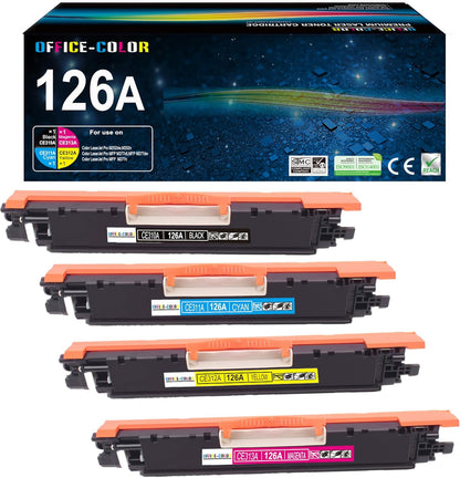 OFFICE-COLOR Replacement for HP 126A Toner Cartridges Set Works with HP Laserjet Pro 100 Color MFP M175nw,CP1025nw,cp1025,M275 Printer Toner (Black,Cyan,Magenta,Yellow 4-Pack )