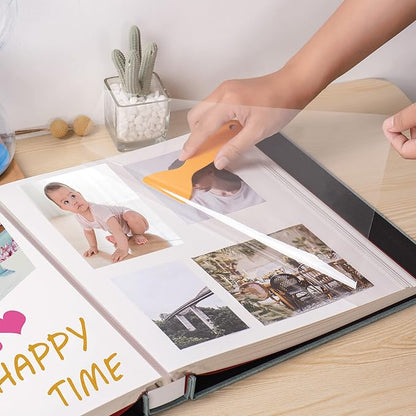 Large Photo Album Self Adhesive 4x6 5x7 3x5 8.5x11 Scrapbook Magnetic Album DIY Scrap Book Length 13 x Width 12.8 (Inches) 120 Sticky Pages Linen Cover DIY Photo Album (Green)