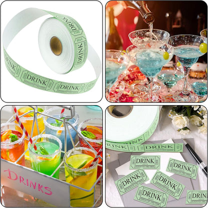 TaoBary 2 Rolls 1000 Pcs Free Drink Ticket Roll Raffle Party Tickets for Events Wedding and Parties(Sage Green)