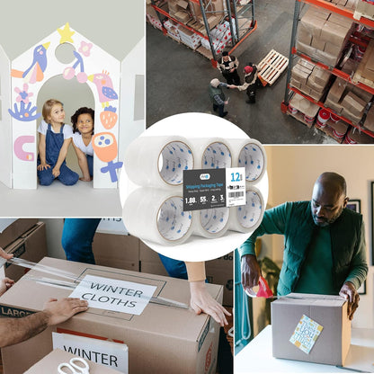 Art3d 12 Rolls Packing Tape - Clear Carton Sealing Tape Heavy Duty, 1.88" x 55 yds, 2.2 mil Thick