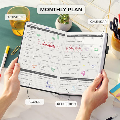 Clever Fox Daily Planner – Undated Planning Notebook with Hourly Schedule & To-Do List – Personal Day Task & Work Organizer, 6 Months (Black)