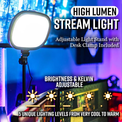 Live Video Streaming Kit (Deluxe)-for Video Call, Gaming, Podcast, YouTube, Content Creation- Includes 2k 60 FPS Webcam, Professional Cardioid Microphone, and LED Flat Light for Android/MAC/Windows