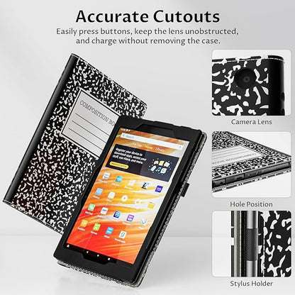 VORI Case for All-New Amazon Kindle Fire HD 10 Tablet (13th/11th Generation 2023/2021 Release) and Fire HD 10 Plus - Slim Folding Stand Folio Cover with Auto Wake/Sleep & Hand Strap, Black Notebook