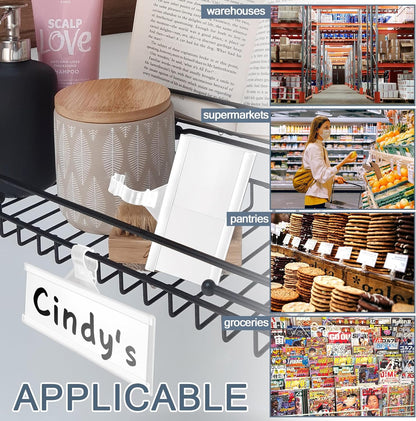 50 Pieces Plastic Wire Shelf Label Holders, Reusable Price Label Holder with Locks, Label Display Holder for Retail Supermarket Department Store(3'' x 1.4'')