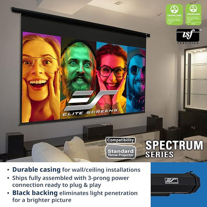 Elite Screens Spectrum RC 1 Remote KIT, 100-INCH Diag 4:3, Motorized Projection Screen Movie Home Theater 4K/8K Ultra HD Ready, ELECTRIC100V2
