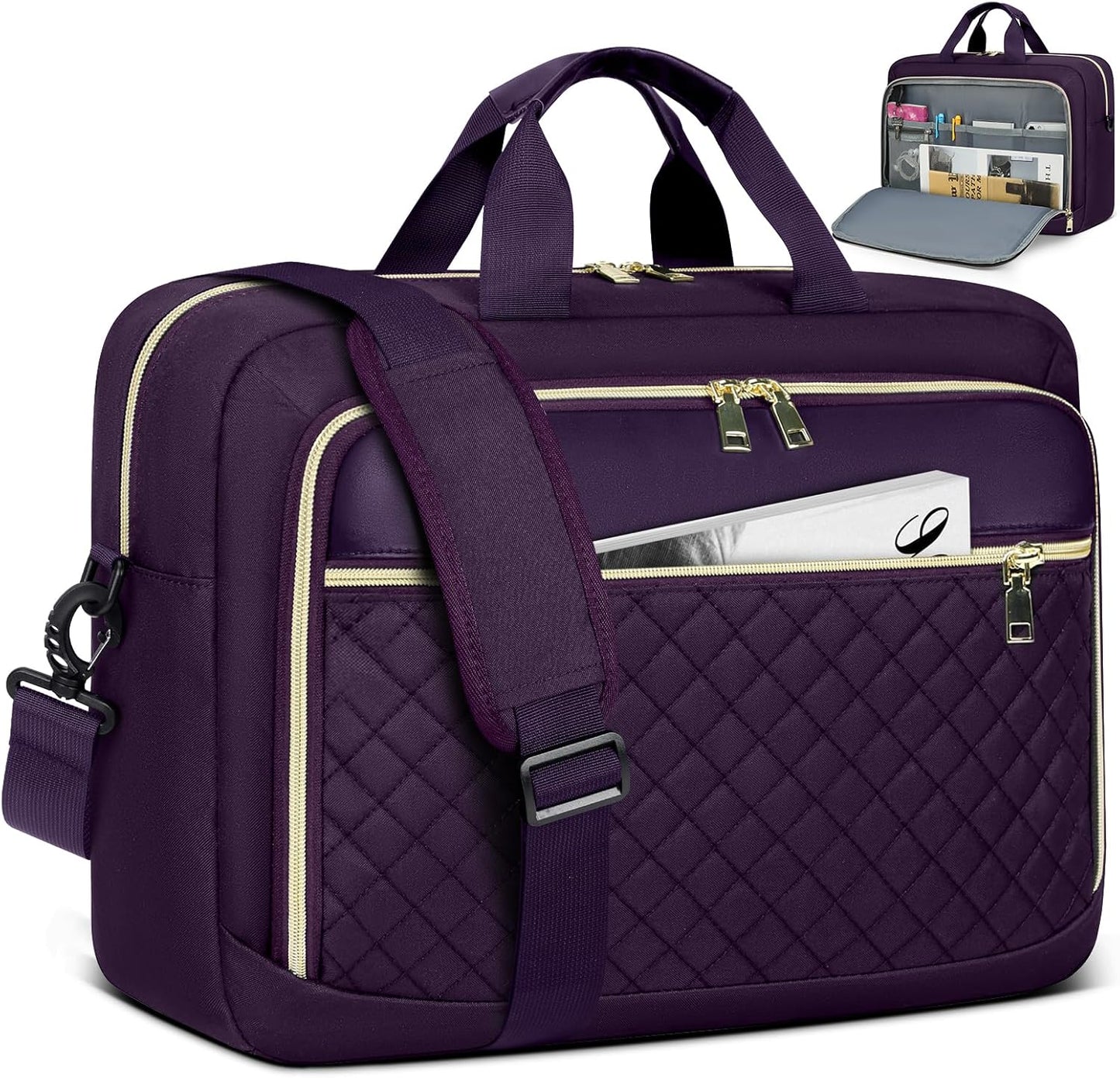 NEWHEY Laptop Bag 17.3 Inch Laptop Briefcase for Women Men Waterproof Shoulder Messenger Bag Large Computer Bag for Business Office Work College, Purple
