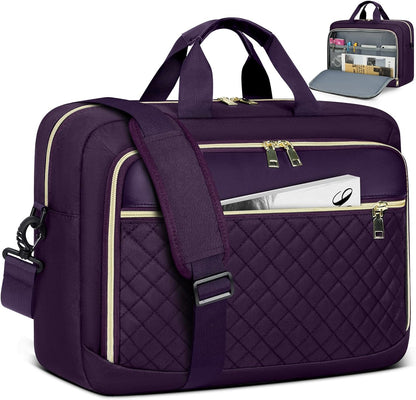 NEWHEY Laptop Bag 17.3 Inch Laptop Briefcase for Women Men Waterproof Shoulder Messenger Bag Large Computer Bag for Business Office Work College, Purple