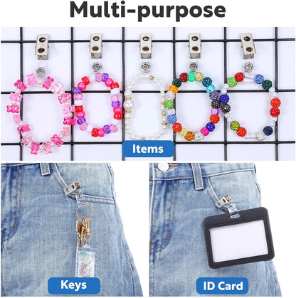 300 Pcs Metal Badge Clips with Clear PVC Straps – Double Hole ID Card Clips for Name Tags, Badge Holders & Office Use