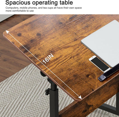 KOUPA Height Adjustable Standing Desk,widths16 in Length 31 in, Portable Rolling Mobile Stand Up Table with Wheels, 360 Degree Flip Laptop Computer Desk for Home Office, Rustic Brown