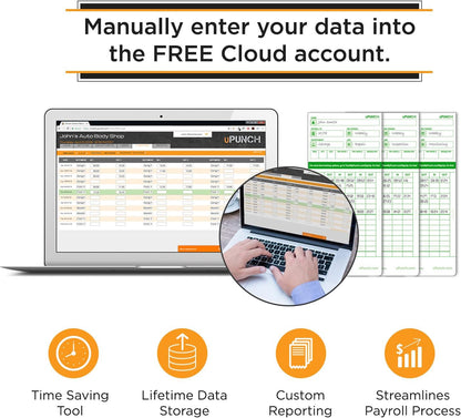 uPunch HN3500 Advanced Time Clock Bundle for Small Business: Complete Employee Time Tracking System with 100 Time Cards, 2 Racks, 2 Ribbons, and 6 Keys
