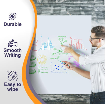 Large Magnetic Whiteboard for Wall - 100" x 48" Adhesive Backing & NO Ghosting Dry Erase Board White Board Sheet for Conference Room Office Home Include Starter Kit