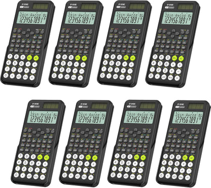 Scientific Calculators Bulk 8 Pack School Supplies, ROATEE 991MS 401 Functions 2-Line Display Desktop Calculator for Student with Sliding Cover, Solar Battery Dual Power for Middle High School Teacher