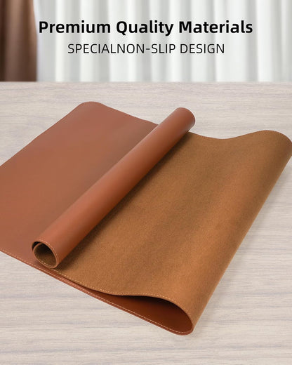 Large Leather Desk Mat - 48"x24" Office Desk Protector, Non-Slip PU Leather Mouse Pad, Waterproof Writing Pad for Office and Home (Brown)