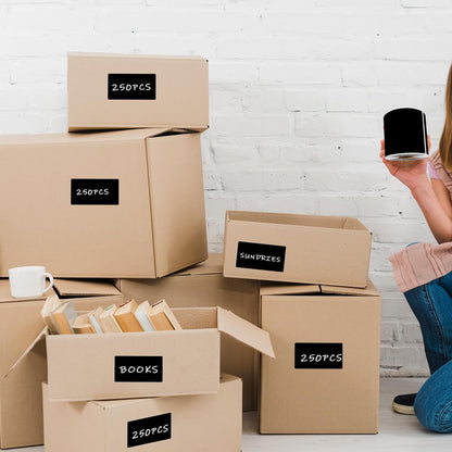 3 x 5 Inch 250Pcs Rectangle Color Coding Stickers,Strong Adhesion Easy to Write Label for Moving,Box Organization,Inventory,Business,Black