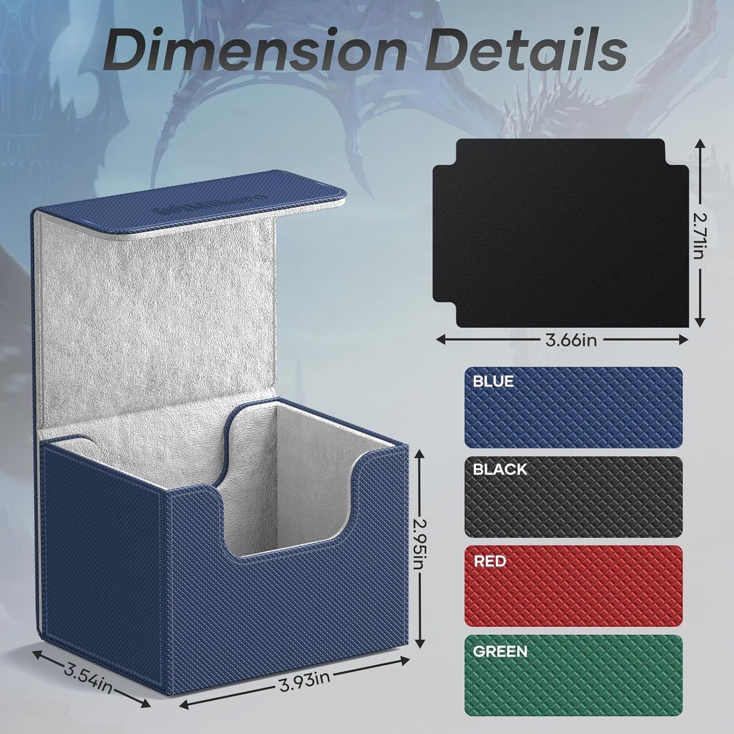 Mlikero Card Deck Box, Commander Deck Box Holds 100+ Double-Sleeved Cards with Divider, Leather Magnetic Closure Card Box Fit for MTG, TCG (Blue)