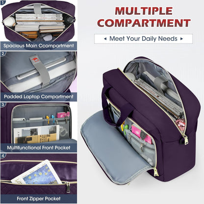 NEWHEY Laptop Bag 17.3 Inch Laptop Briefcase for Women Men Waterproof Shoulder Messenger Bag Large Computer Bag for Business Office Work College, Purple