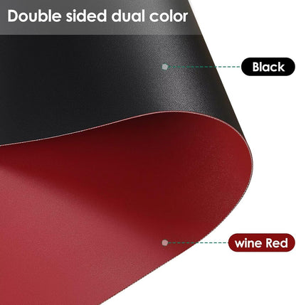Leather Dresser Cover,1.8mm Thick,14x40 Inch,Dresser Protector Top,Dresser Top Protector,Dresser Cover Top,Dresser Top Cover,Dresser Cover Top for Bedroom.(Black+Wine Red,14x40)