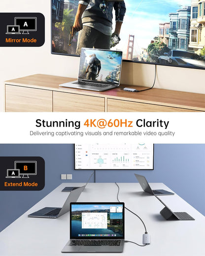 USB C Hub, 9 in 1 USB C Multiport Adapter with 4K@60Hz HDMI, 5 USB Ports, 100W PD, SD/TF USB C Adapter, USB C to HDMI Adapter, USB C Dock for MacBook Pro/Air, HP, DELL, Lenovo, ASUS Laptops NOVOO