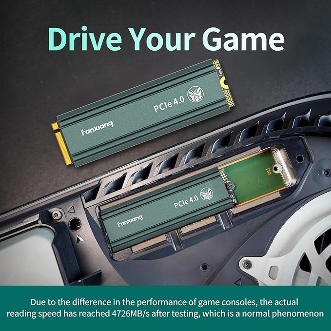 fanxiang S660 PCIe 4.0 500GB NVMe M.2 SSD for PS5 with Heatsink, Up to 5000MB/s, Internal Gaming SSD NAND SLC Cache Suitable for PS5 Enthusiasts, Technology Enthusiasts, IT Professionals