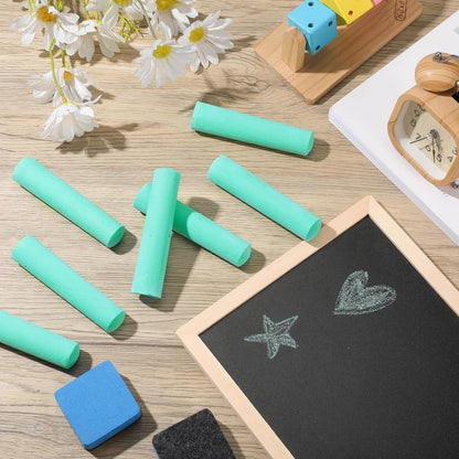 Fulmoon 40 Pcs Jumbo Sidewalk Chalk for Kids Outdoor Art Non Toxic Large Washable Street Chalk for Adults Drawing Painting Classroom(Green,Round Style)