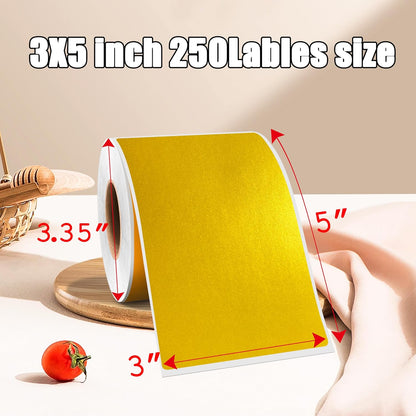 3 x 5 Inch 250Pcs Rectangle Color Coding Stickers,Strong Adhesion Easy to Write Label for Moving,Box Organization,Inventory,Business,Gold