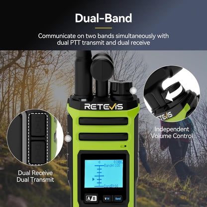 Retevis A3 Ham Radio, Quad-Band Transmission Handheld Radio, Rugged Durable Two Way Radio, NOAA Weather Alert, 3 Antennas, 2800mAh, USB-C, Emergency Long Range Walkie Talkies