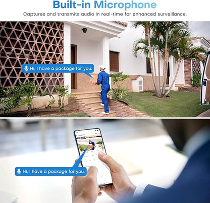 5MP IP PoE Camera, Outdoor Turret Camera with Mic/Audio, Hikconnect/SADP/iVMS4200, Smart Color Night Vision, Low Light Starlight, Human Vehicle Detection, 114° FOV, Metal IP67, 512GB SD Slot