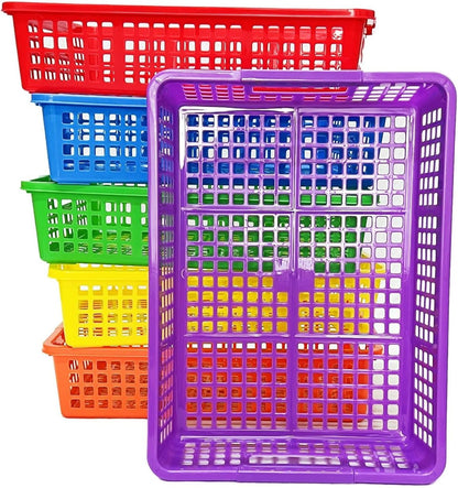 6 Pack Plastic Turn in Paper Trays for Classroom, Colorful Storage Bin Basket Organizers for School Supplies, Classroom Organization and Storage Tray Holds 4A Paper