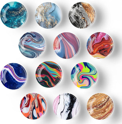 12Pcs Glass Strong Magnetic Refrigerator Magnet Fridge Sticker,Marble Crystal Fridge Magnets Decoration for Crafts,Strong Fridge Magnets for Kitchen, School,Office Whiteboard, Cabinet and Dishwasher