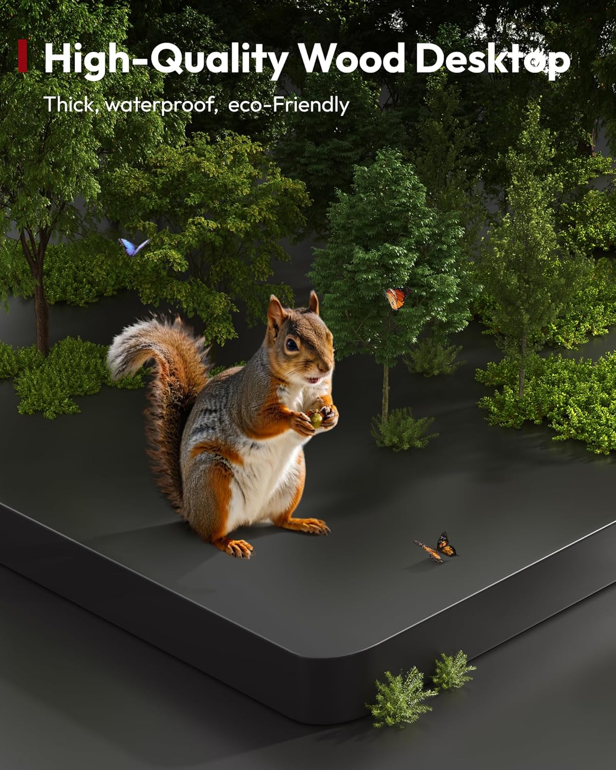 SANODESK Electric Standing Desk 48 x 30 Inches Whole-Piece Desktop Height Adjustable Stand Up Desk w/6-Button Controller Ergonomic Computer Desk for Home Office, Black Frame + Black Tabletop