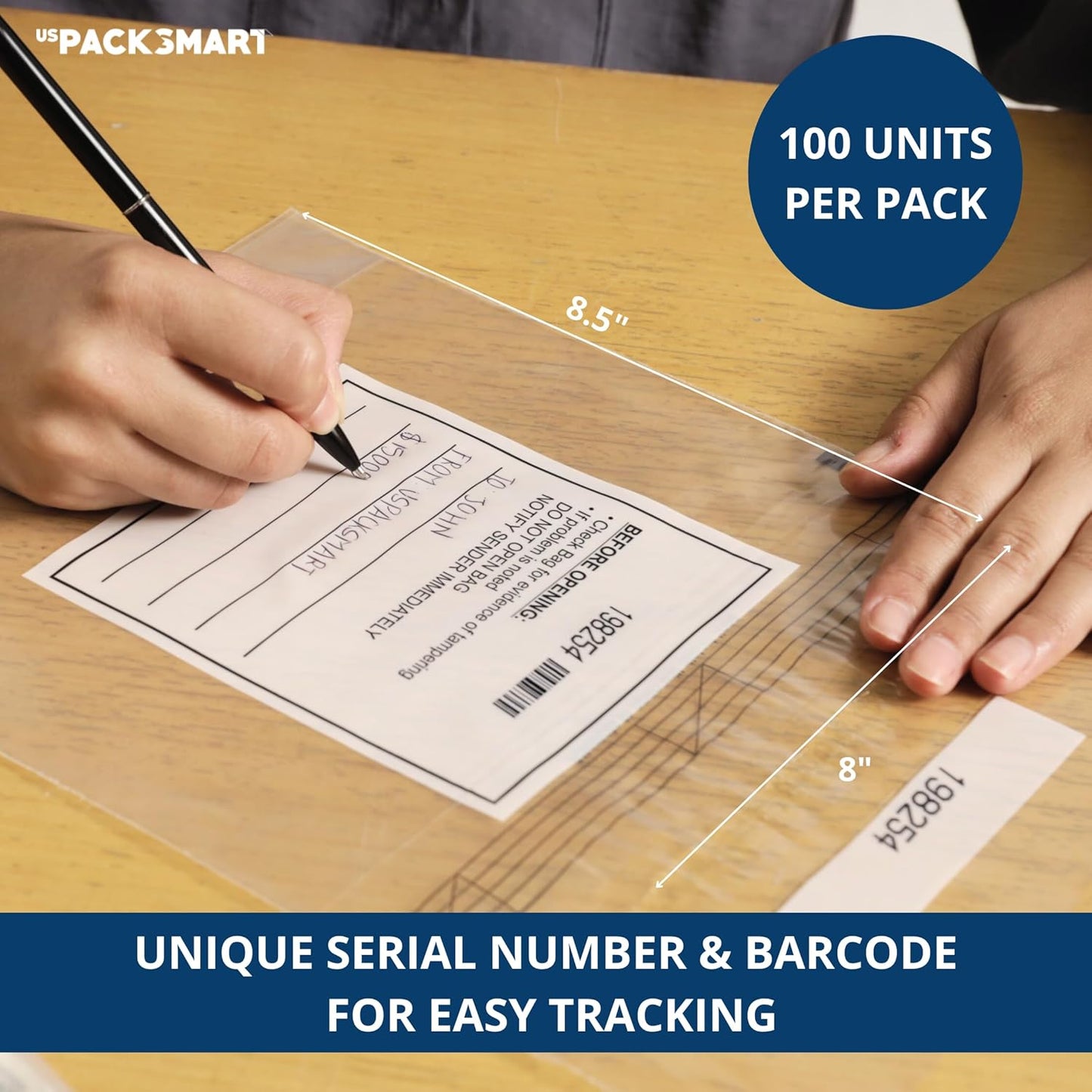 Clear Bank Deposit Bags 8.5"x8" 100-pack | Secure Bank Cash Transmittal Envelopes for Cash, Coins, Credit Cards, Checks, and More | Numbered, Self-Sealing, and Permanent Adhesive