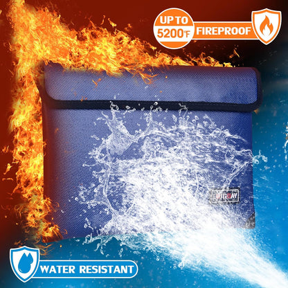 Fireproof Document Bag - with 5200°F Heat Insulated, Waterproof Fireproof Bag with Zipper, 8 Layers of Functional Materials, Fireproof Money Bag for Cash/Documents/Valuables, Fire bag 11"x7.7"