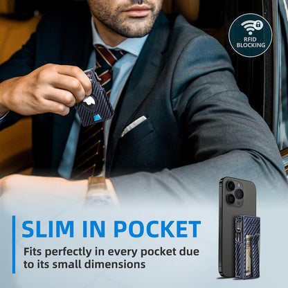 Airtag Wallet for Men,with Money Clip 10 Cards Metal Case Smart Slim Pop Up Credit Card Holder Flip with Magnetic Closure RFID Blocking wallet with Gift Box