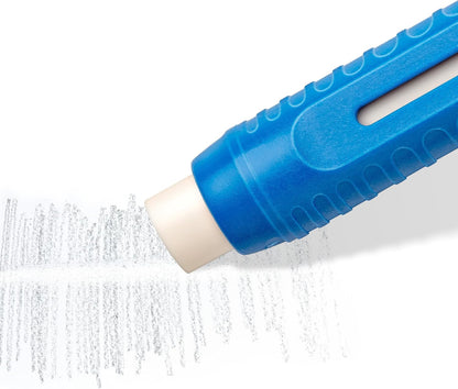 STAEDTLER Mars Plastic Eraser Pen with Refillable Holder, German-Made Eraser for Pencils, Smudge-Free & Tear-Free Precision, Retractable Design with Clip, Blue
