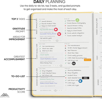 Undated, 2025 Planner, 5.8” x 8.3” - The #1 Productivity Planner to Achieve Your 2025 Goals - Planner 2025-2026 by PRODUCTIVITY STORE (A5, CREAM)