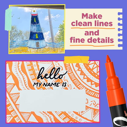Extra Fine Tip Chalk Markers - (1mm Tip, Pack of 40) Neon, Pastel & Metallic | Erasable Liquid Chalk Pens for Chalkboard, Blackboard, Window, Labels, Bistro, Glass - Wet Erase Markers Fine Point
