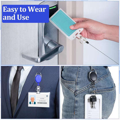 Yaomiao 120 Pack Retractable Badge Holder Reel with Clips Heavy Duty ID Card Holder Reels Bulk with Key Ring for Office Worker Doctor Nurse Employee School Students (Mixed Colors)