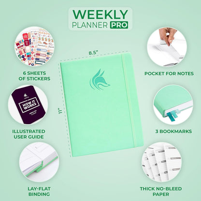Clever Fox Planner PRO – Weekly & Monthly Life Planner to Increase Productivity, Time Management and Hit Your Goals, 8.5x11″ (Mint)