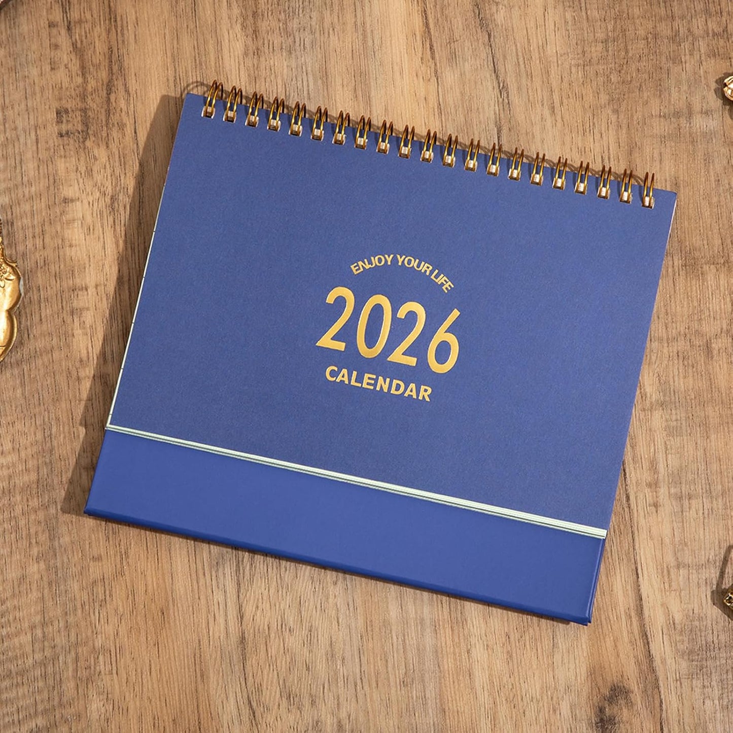 Small Desk Calendar 2025-2026, Standing Flip Desktop Calendar from July 2025 to December 2026 - Metal Ring Twin-Wire Binding Monthly Desktop Calendar for Home Office School (Blue)