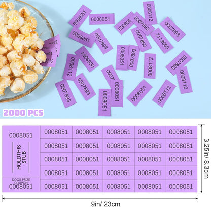 Kosiz 2000 Sheets Raffle Ticket 25 Bid Chinese Auction Tickets Tricky Tray Basket Raffle Sheets for Back to School Class Rewards Carnival Door Prizes Events(Purple)