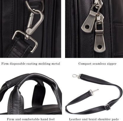 Augus Business Travel Briefcase Genuine Leather Duffel Bags for Men Laptop Bag fits 15.6 inches Laptop