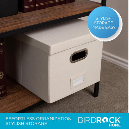 Internet's Best Collapsible File Storage Organizer Box with Lid - Decorative Linen Hanging Filing & Storage Office Box - Letter/Legal - Strong Durable - Toys Blankets Binders - Cream - 1 Pack