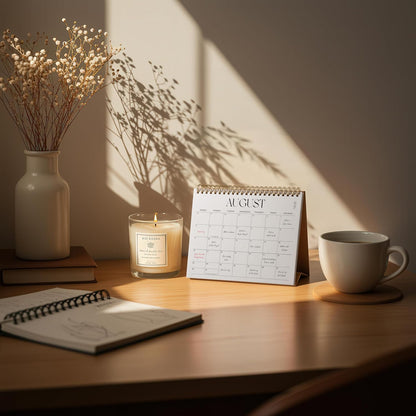 Small Desk Calendar 2025-2026, Jokotha Standing Flip Calendar, September 2025 to December 2026, 16 Month Desktop Calendar with Stickers & Minimalist Design, 8"x6"