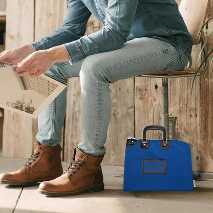 Fire Resistant Security Money Bag with Lock, Water Repellent, Safe Storage, Protects Important Valuables, 15 x 11 Inch (Royal Blue)