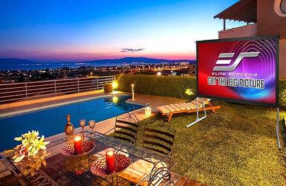 Elite Screens Yard Master 2, 110 inch Outdoor Projector Screen with Stand 16:9, 8K 4K Ultra HD 3D Fast Folding Portable Movie Theater Cinema 110" Indoor Foldable Easy Snap Projection Screen, OMS110H2