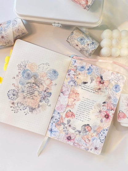 WT Frozen Wide PET Tape, Single Roll, Original Designs, Vintage Floral Decorative Tape, Transparent Adhesive Craft Tape for Journals, Scrapbooks, Bujo Planners, DIY Supplies, Holiday Gifts